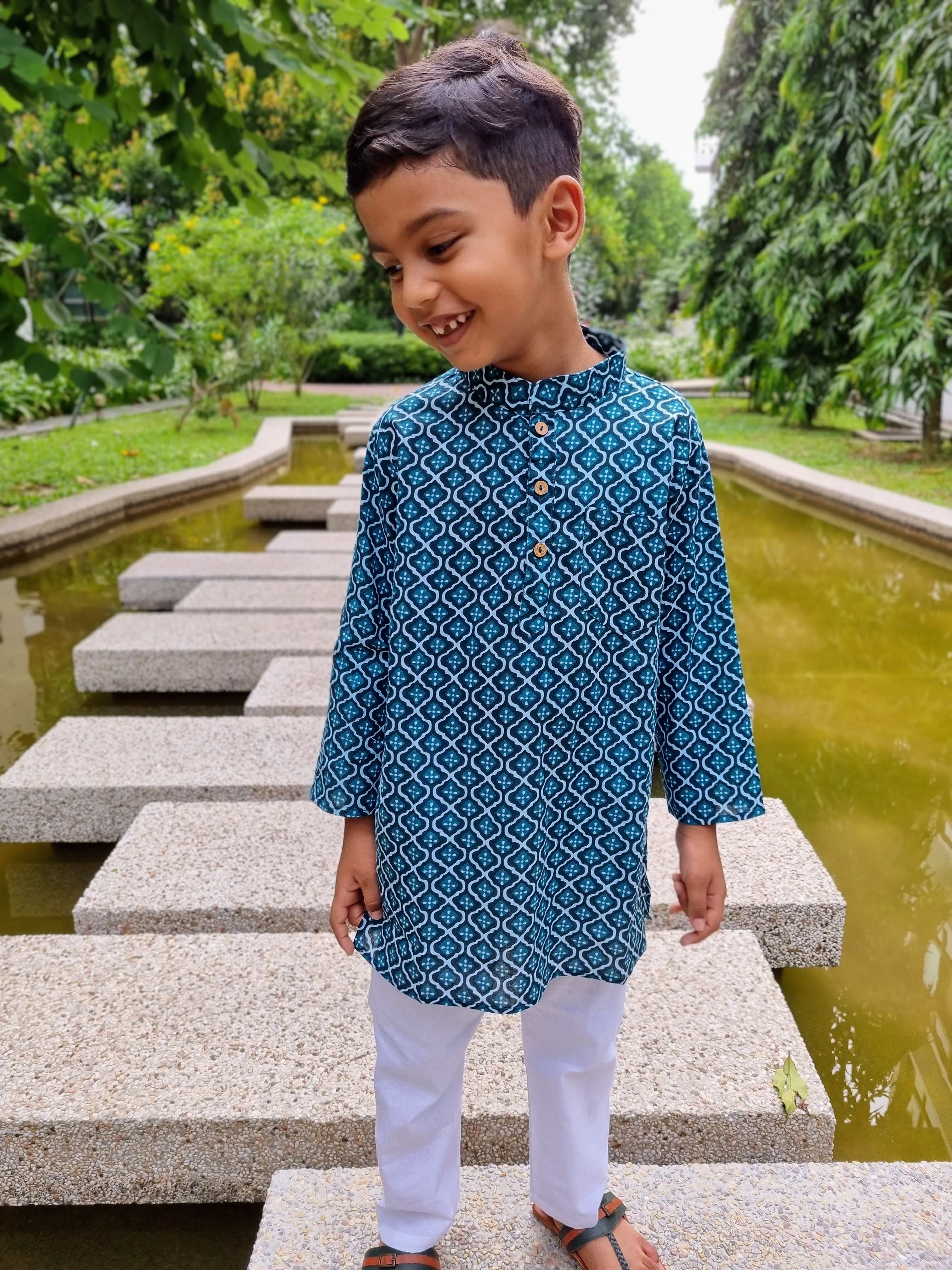 Boys kurta pajama in neel blue