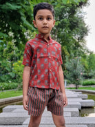 Royal Maroon Floral Unisex Shorts - Nimbu Kids