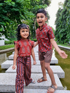 Royal Maroon Floral Unisex Shorts - Nimbu Kids