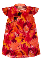 Glee Crimson Cheongsam Dress in Organic Cotton