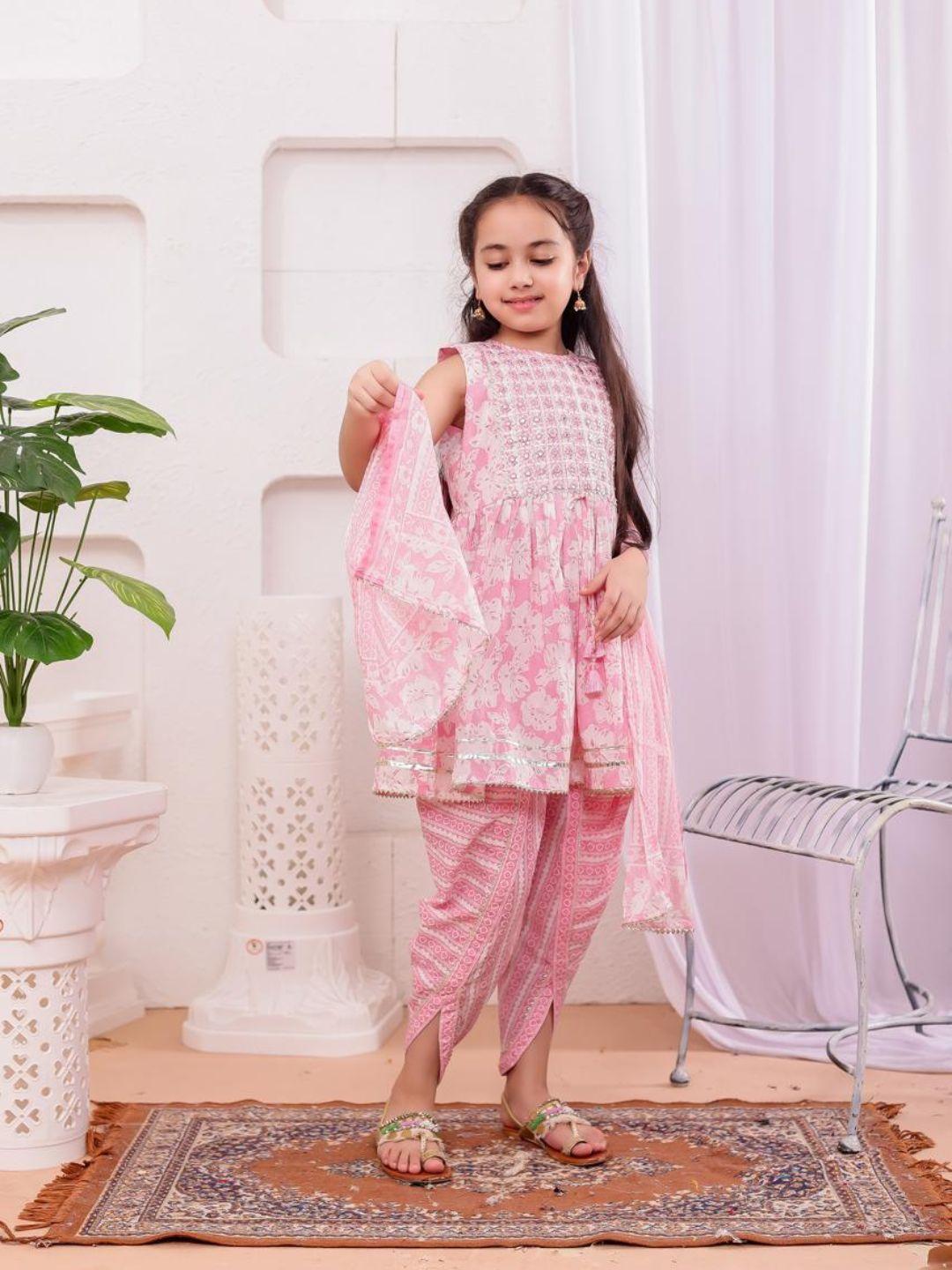Nimbu Aisha Baby Pink Kurti Set Ethnic Wear