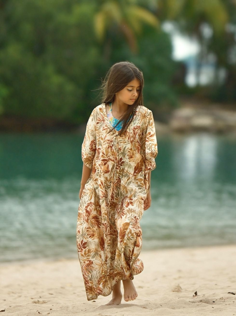 Arya long kaftan dress for Hari Raya, weekend party, festive for girls