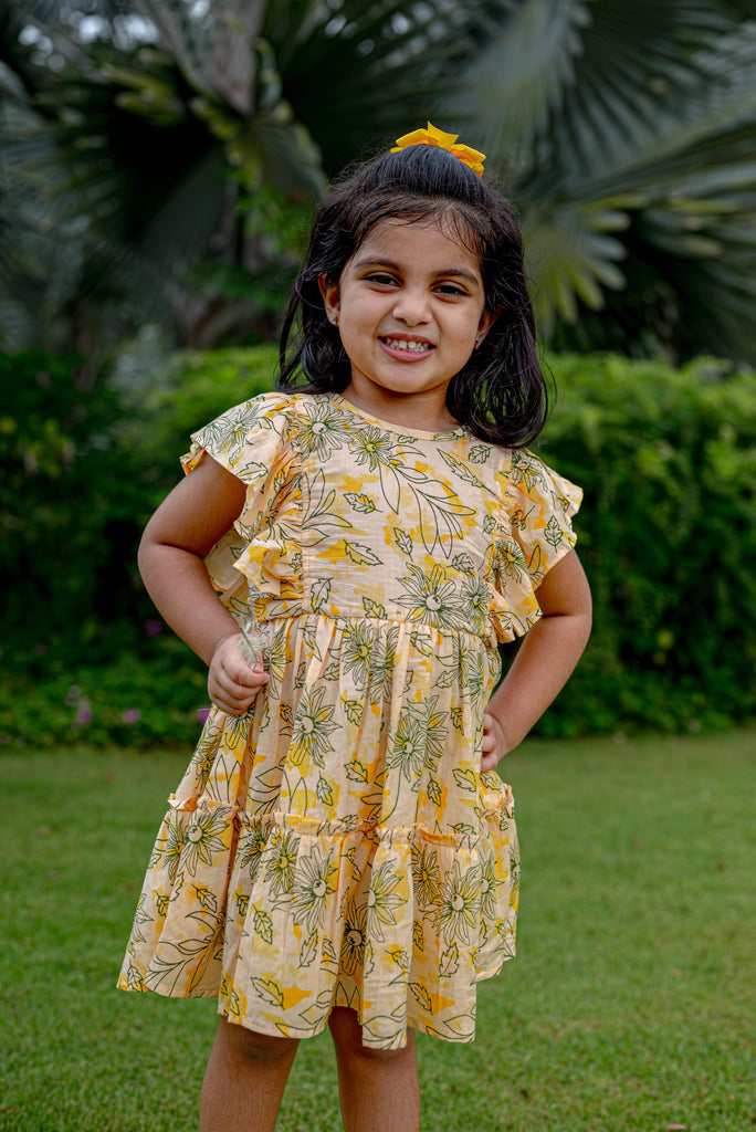 Bali Yellow Girls Cotton Frock 1