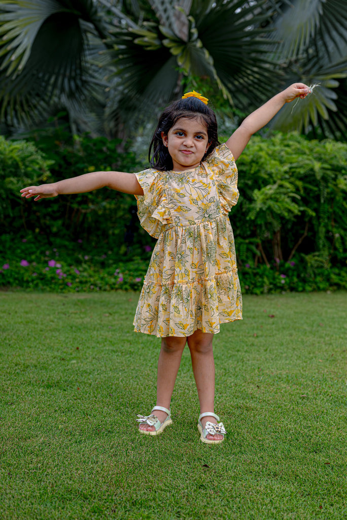 Bali Yellow Girls Cotton Frock_2