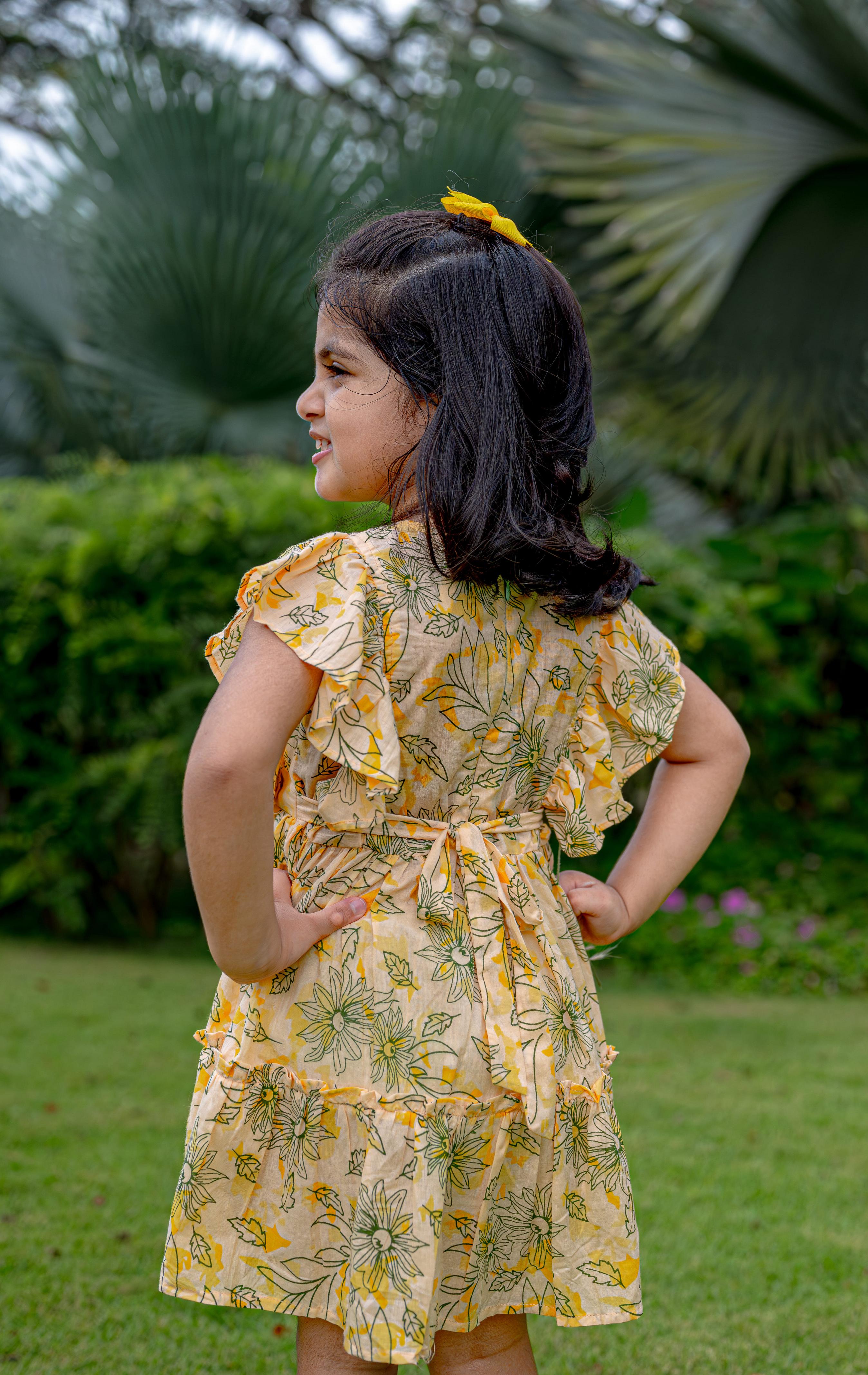 Bali Yellow Girls Cotton Frock 3