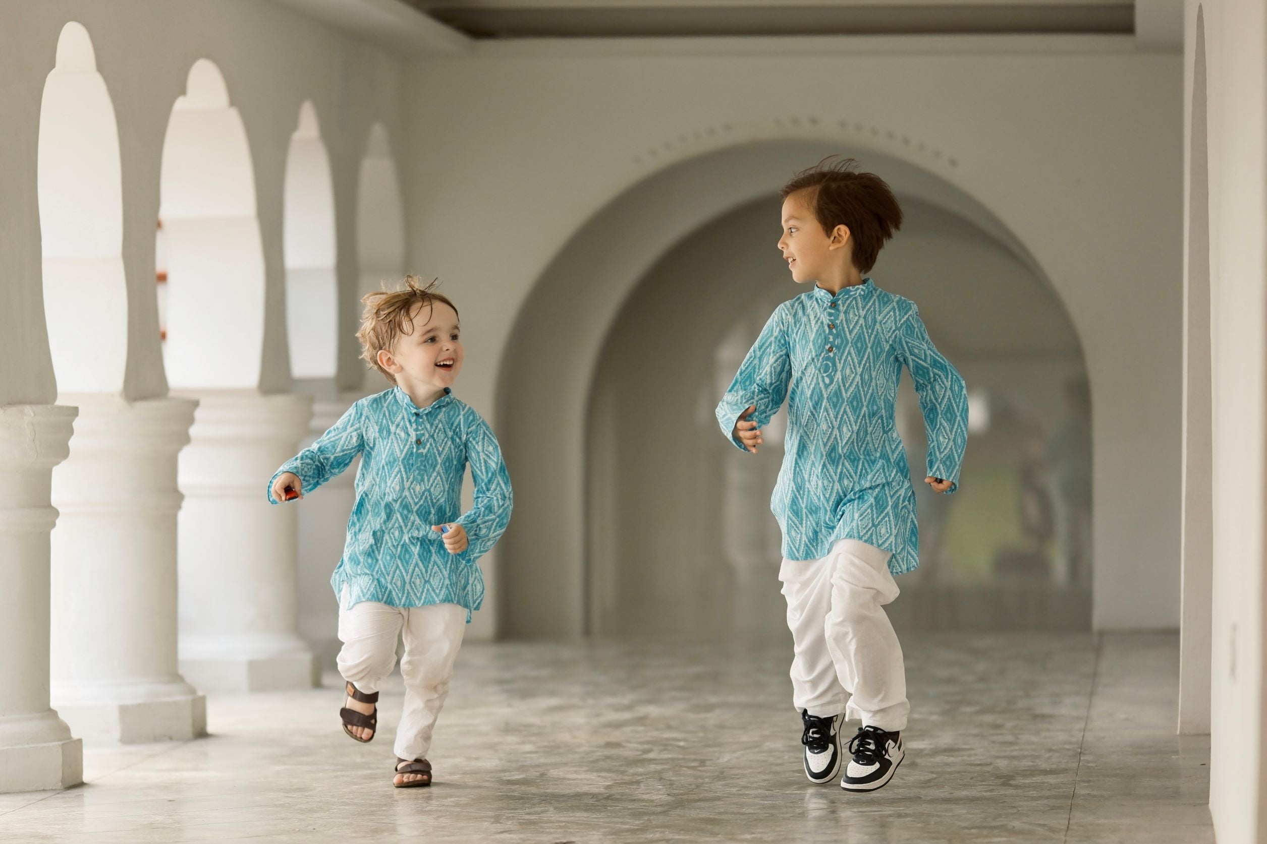 'Meher' Boys Blue Kurta Pajama Set in Soft Cotton