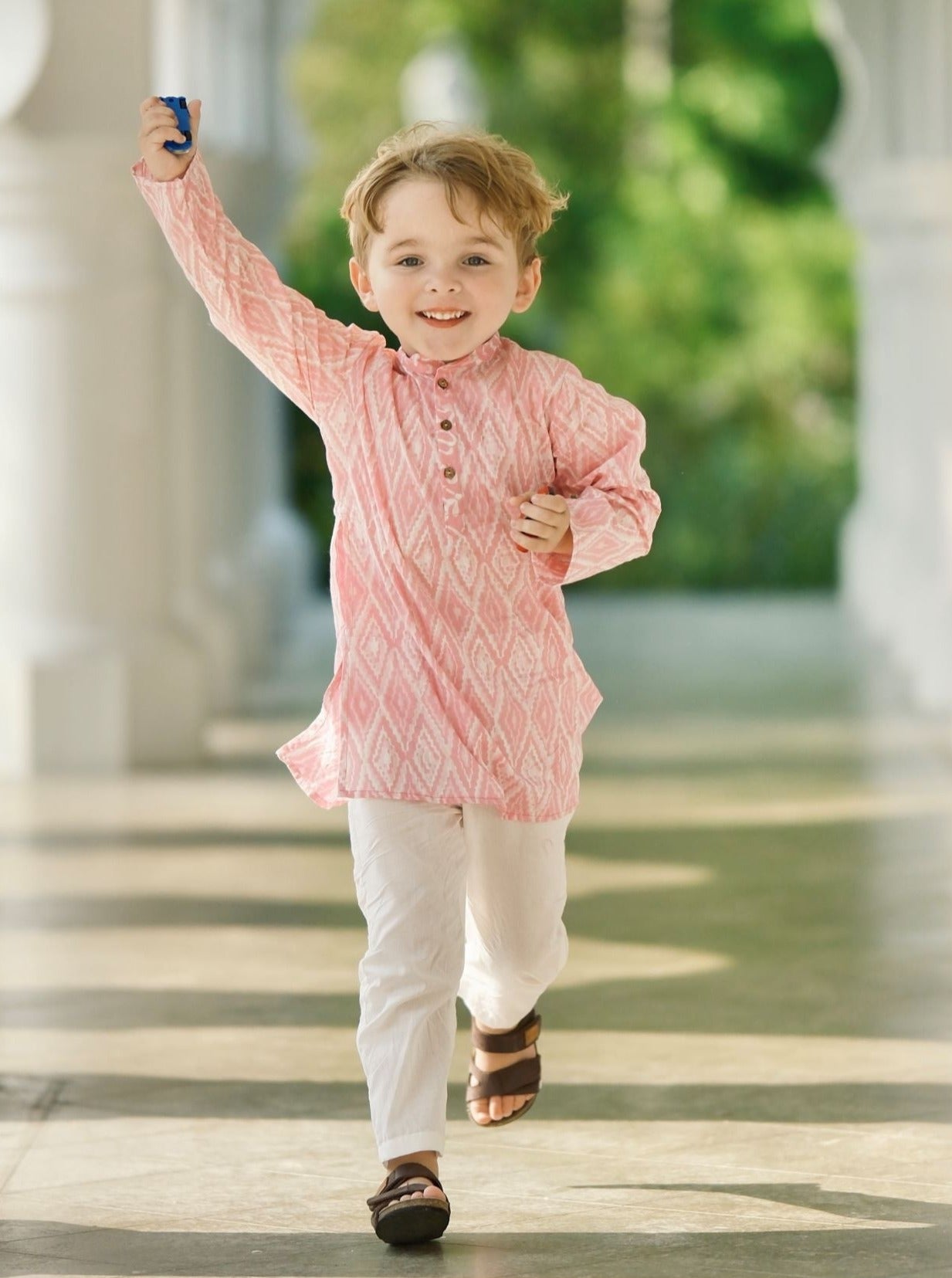 'Meher' Boys Pink Kurta Pajama Set in Soft Cotton