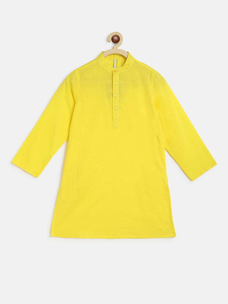 Sunny Yellow & Off-white Jaal Print Jacket Set - Nimbu Kids