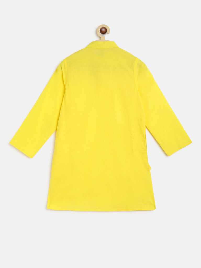 Sunny Yellow & Off-white Jaal Print Jacket Set - Nimbu Kids