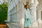 Sea Breeze Paisley Girls Sharara Set in Blue Nimbu Kids Singapore