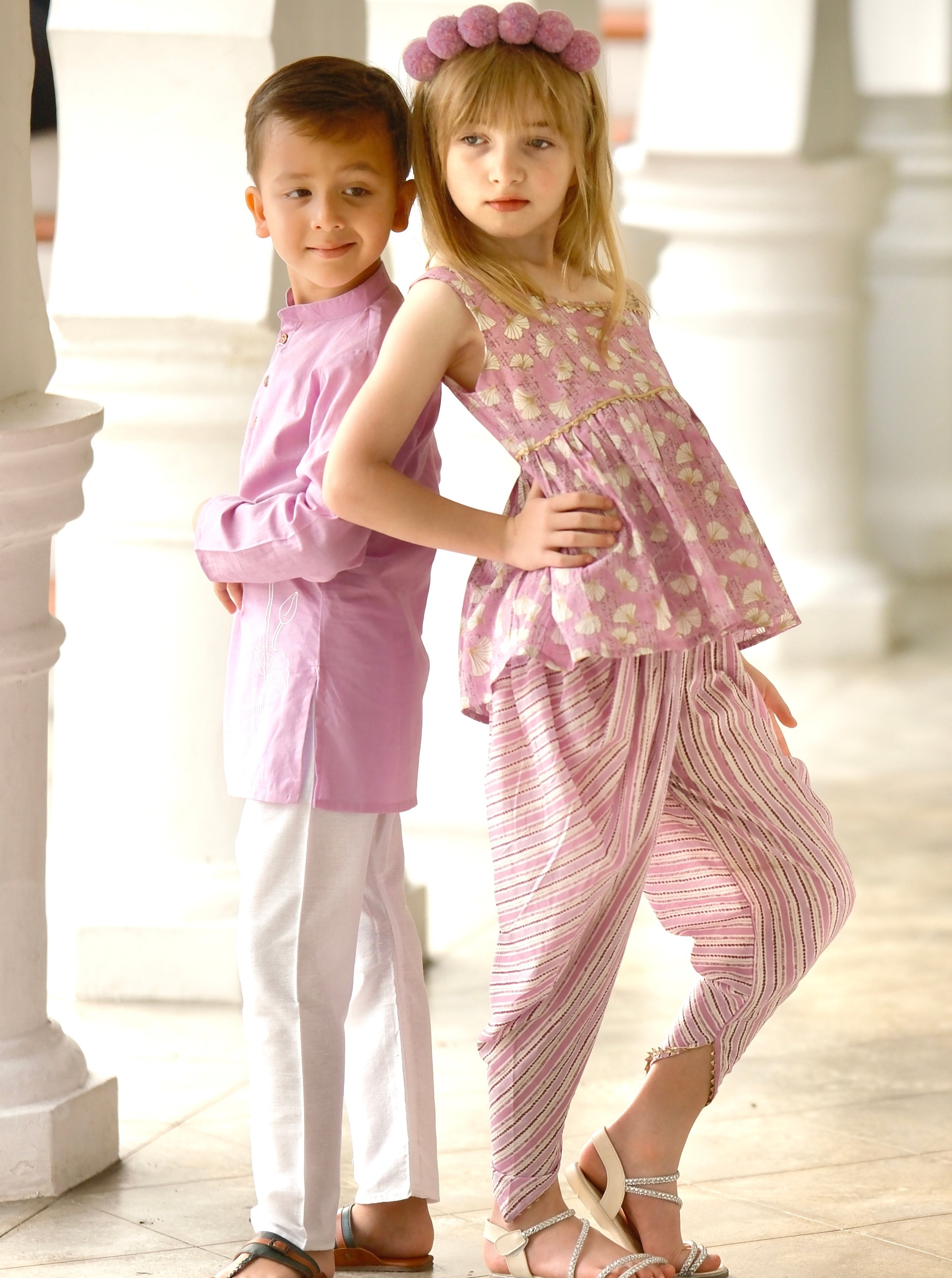 Nimbu singapore kids indian ethnic wear deepavali costume kurta pajama for boys and kurti dhoti for girls