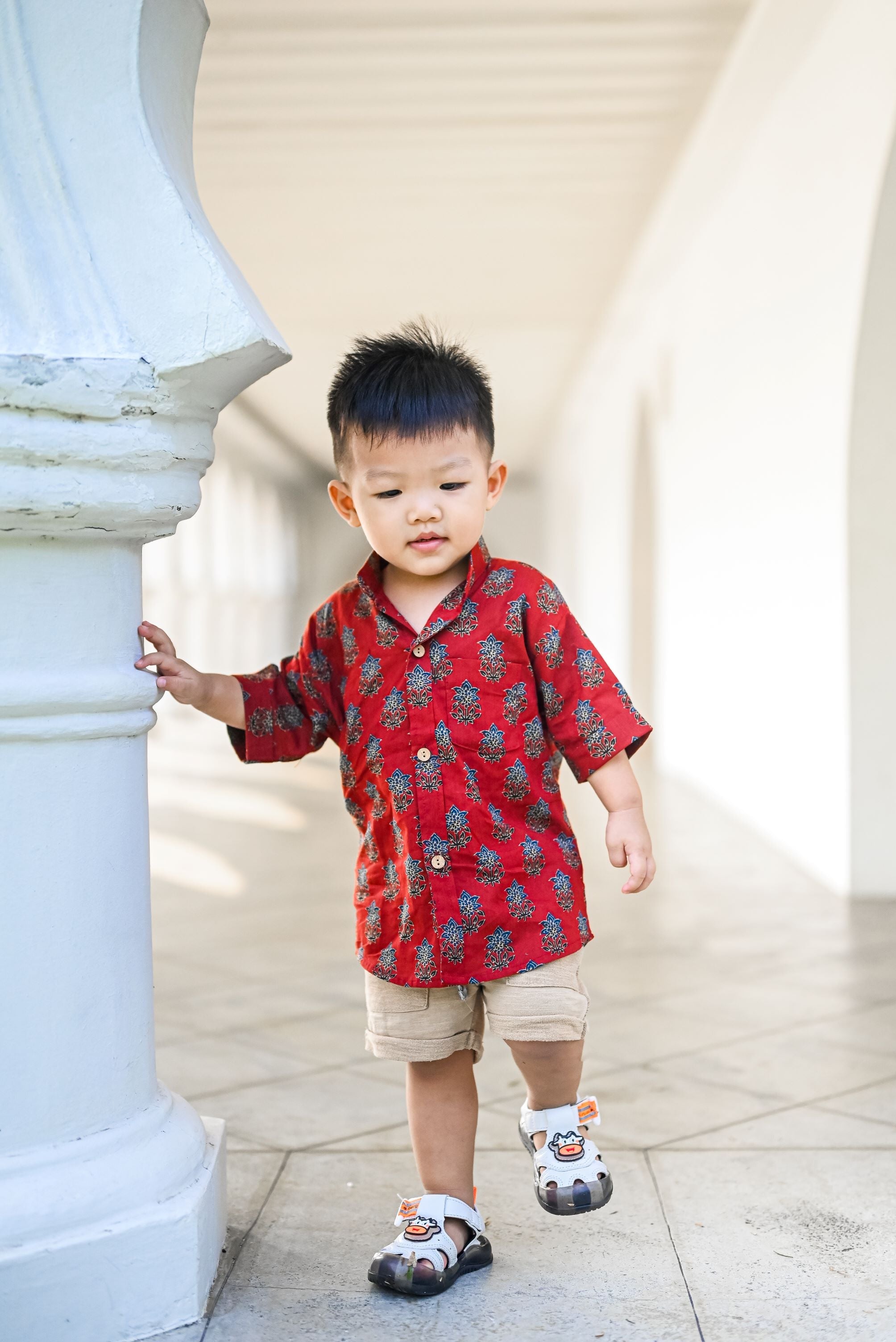 Royal Maroon Floral Unisex Shorts - Nimbu Kids