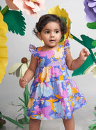 Daffy Tiered Frock in Organic Cotton in purple nimbu kids singapore 