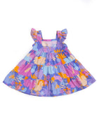 Daffy Tiered Frock in Organic Cotton in purple nimbu kids singapore 