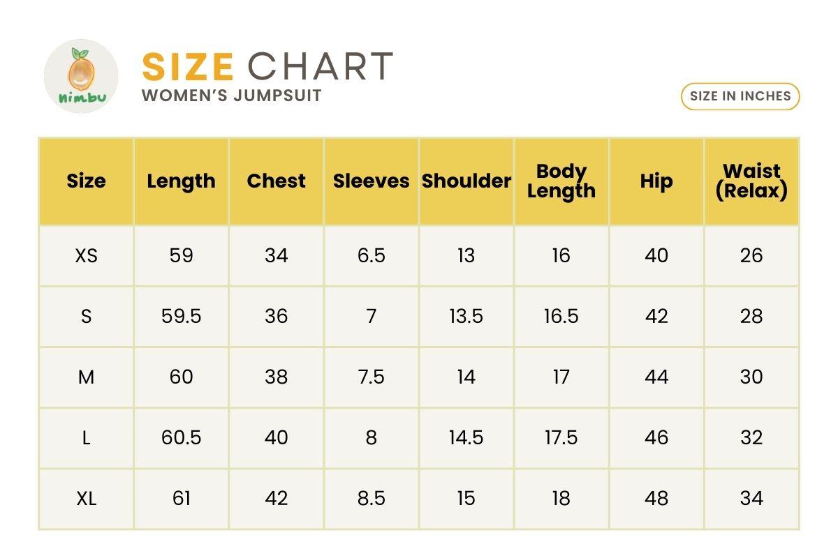 Size guide for Cranberry Women's Jumpsuit in Cotton