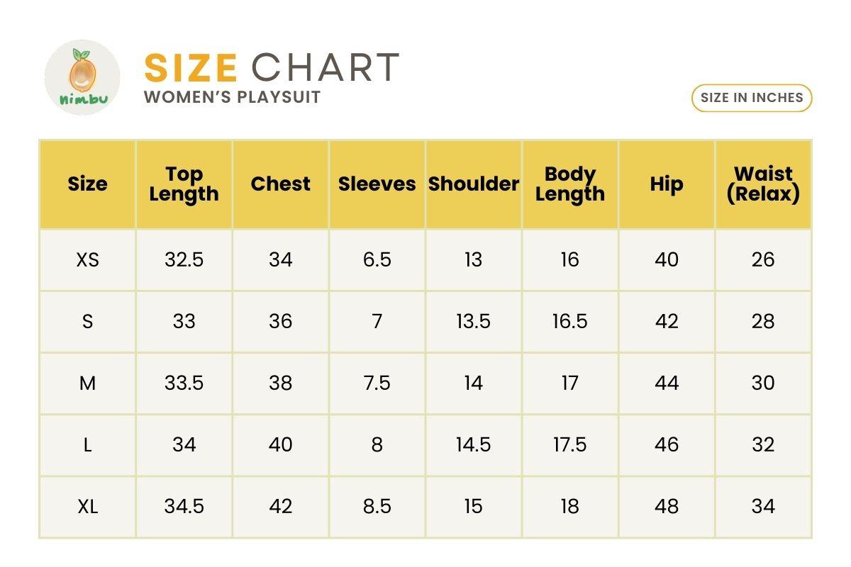 Size guide for White Rainbow Women's Playsuit in Cotton