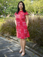 Ember Red Women Cheongsam Dress in Cotton