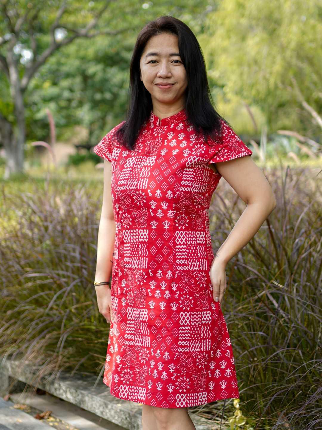 Ember Red Women Cheongsam Dress in Cotton