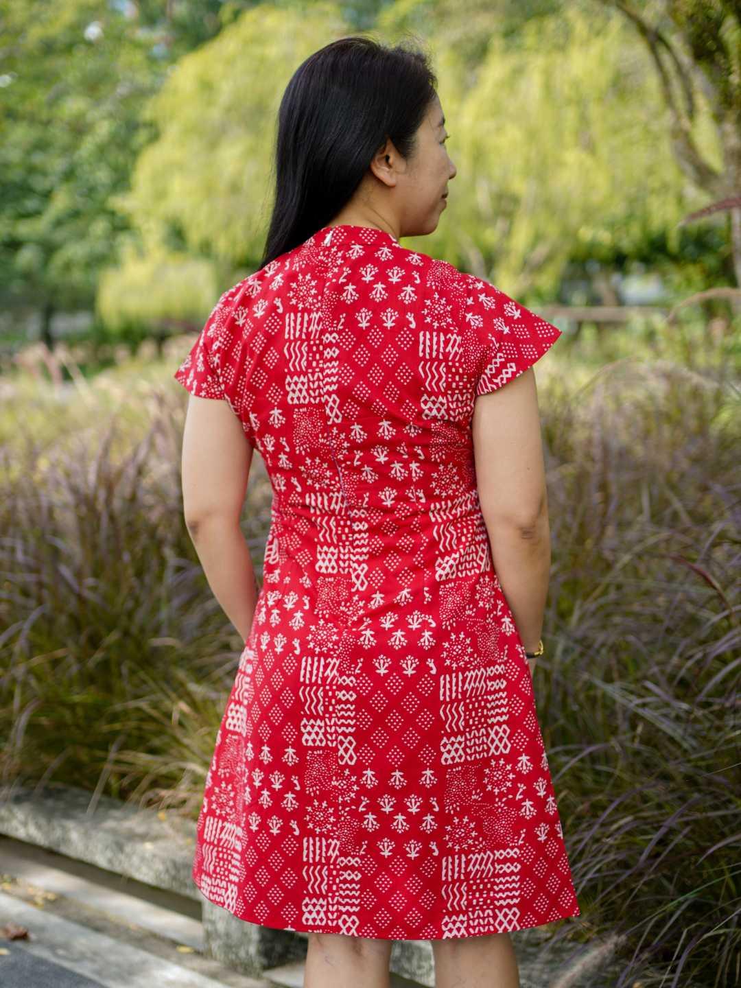 Ember Red Women Cheongsam Dress in Cotton