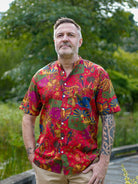 Red Adult Men Mandarin Shirt