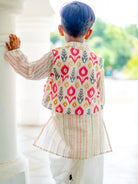 Gul Pink Boys Kurta Dhoti Jacket in Cotton Nimbu