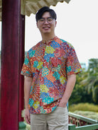 Multicolor Men Mandarin Shirt in Cotton