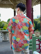Multicolor Men Mandarin Shirt in Cotton