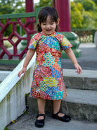 Harmony Multicolor Girls Cheongsam Dress in Cotton