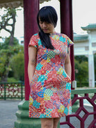 Multicolor Women's Cheongsam Dress in Cotton