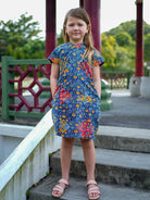 Jade Blue Girls Cheongsam Dress in Cotton