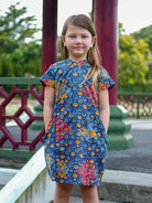 Jade Blue Girls Cheongsam Dress in Cotton