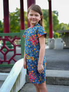 Jade Blue Girls Cheongsam Dress in Cotton
