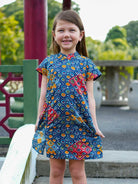 Jade Blue Girls Cheongsam Dress in Cotton