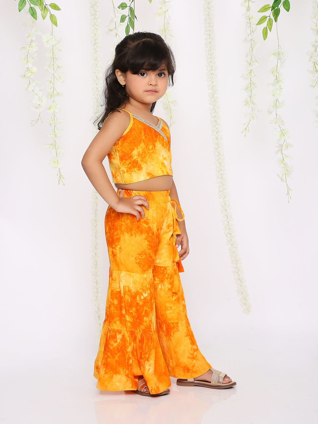 Kesar Sharara crop top set for girls