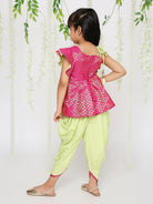 Sitara Pepulum top with dhoti in Lime for girls