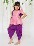 Sitara Pepulum top with dhoti in pink for girls