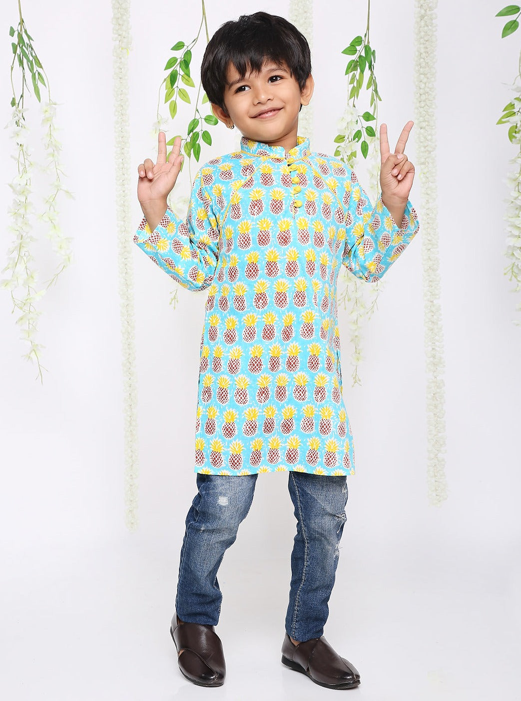 Pineapple punch cotton kurta