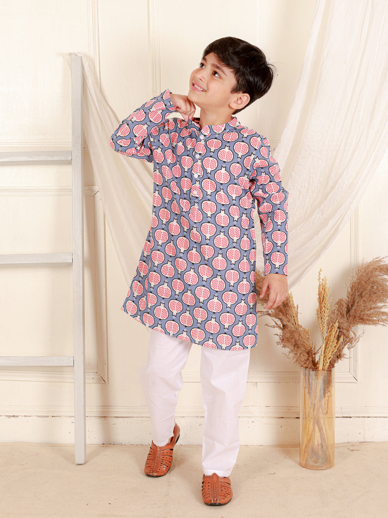 Milan Boys Cotton Kurta And Pajama - Dark Blue