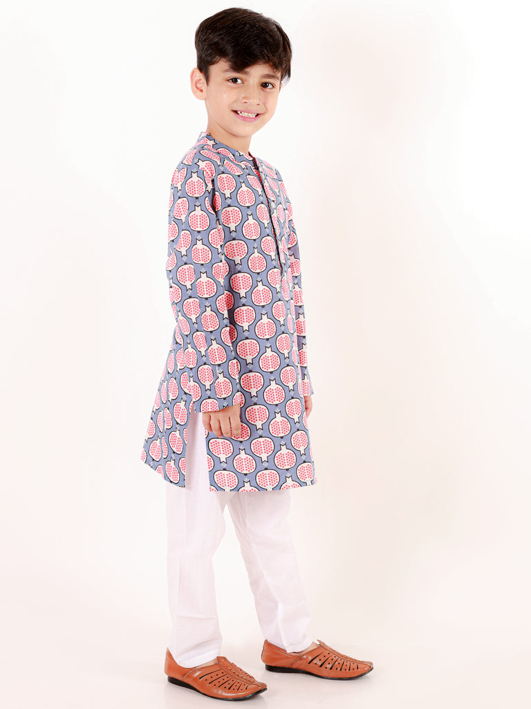 Milan Boys Cotton Kurta And Pajama - Dark Blue