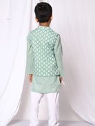 Ishq Boys Cotton Kurta Pajama With Jacket - Green