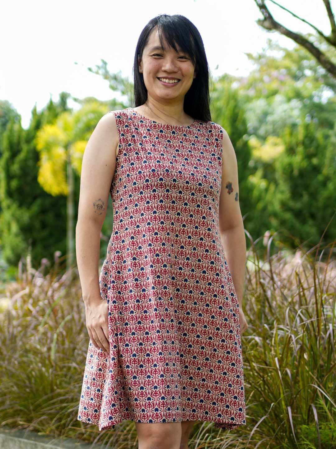 Kaia Red Women A-Line Dress in Cotton