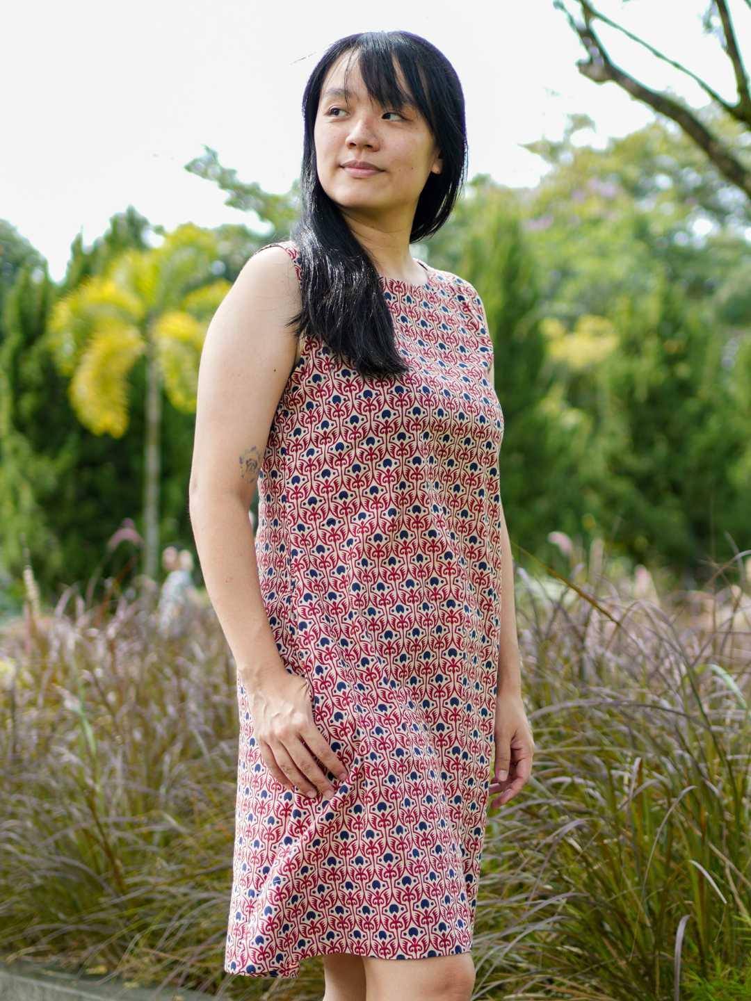 Kaia Red Women A-Line Dress in Cotton