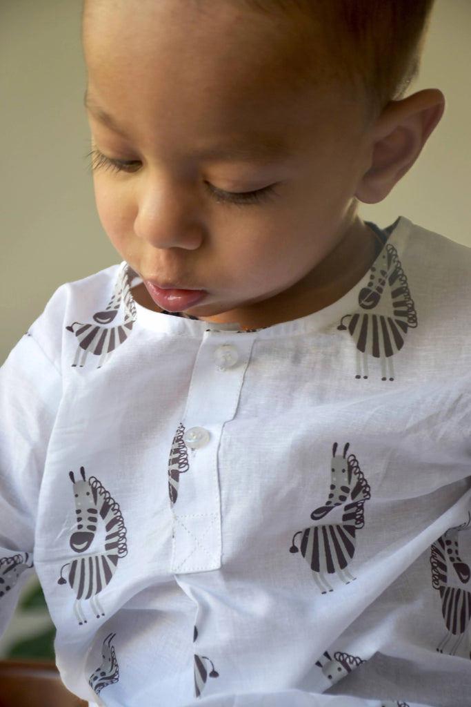 Nimbu Singapore Cotton sleepwear for infant Pajama sets PJs zebra print