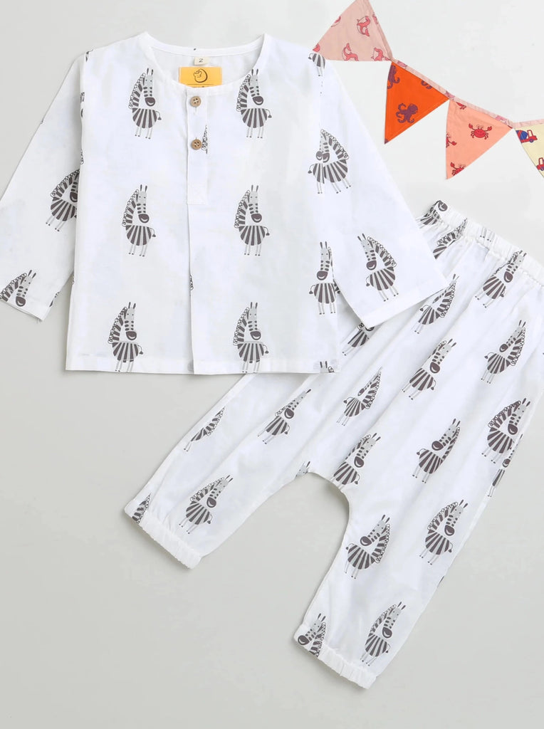 Nimbu Singapore Cotton sleepwear for kids Pajama sets PJs zebra print