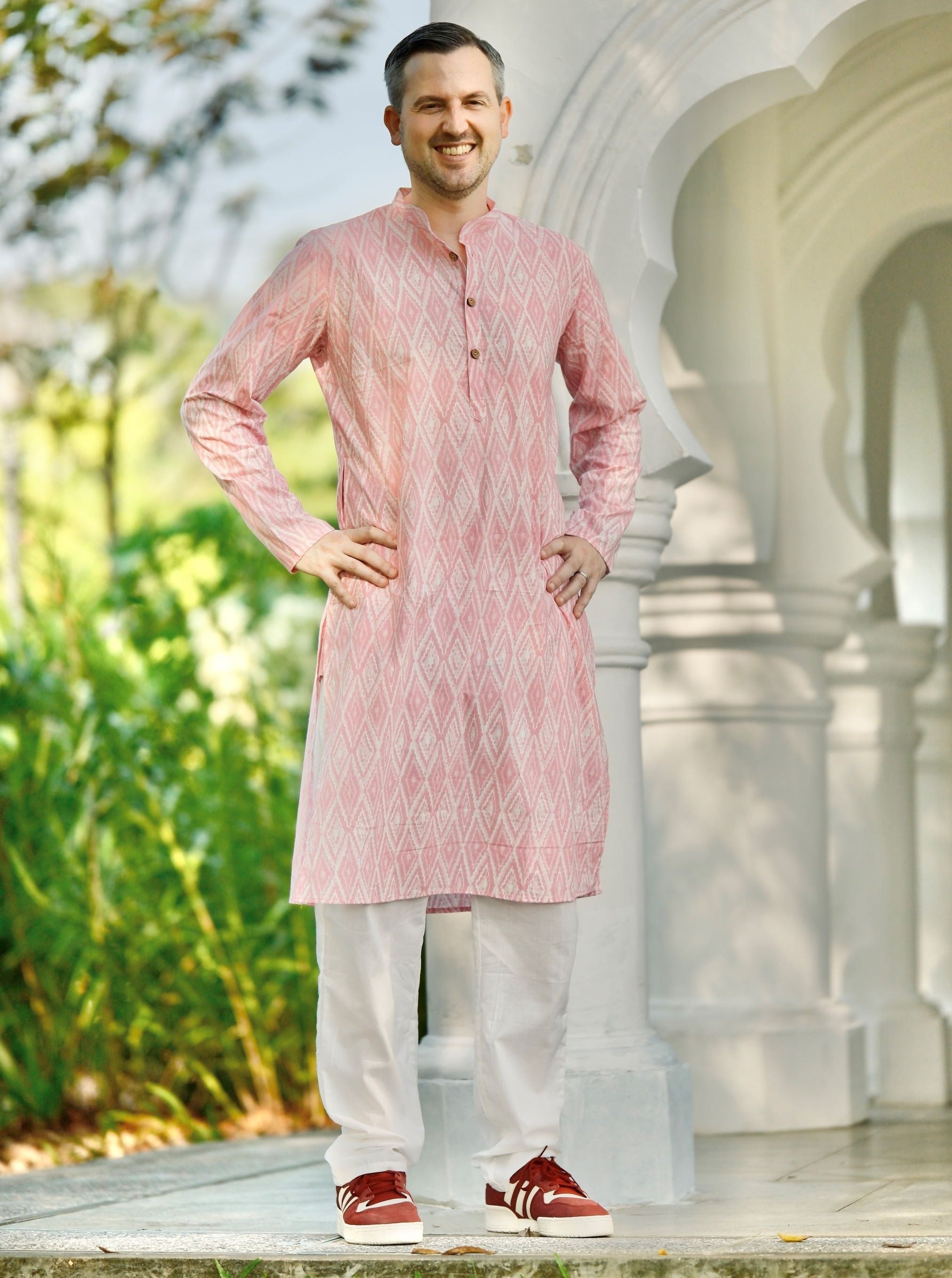 'Meher' Men's Pink Kurta Pajama Set in Soft Cotton