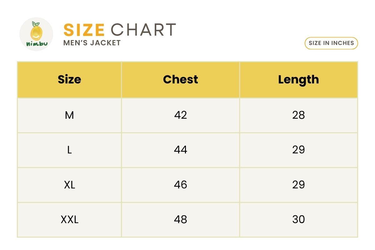 Size guide for Zoya Mens White & Gold Jacket in Cotton