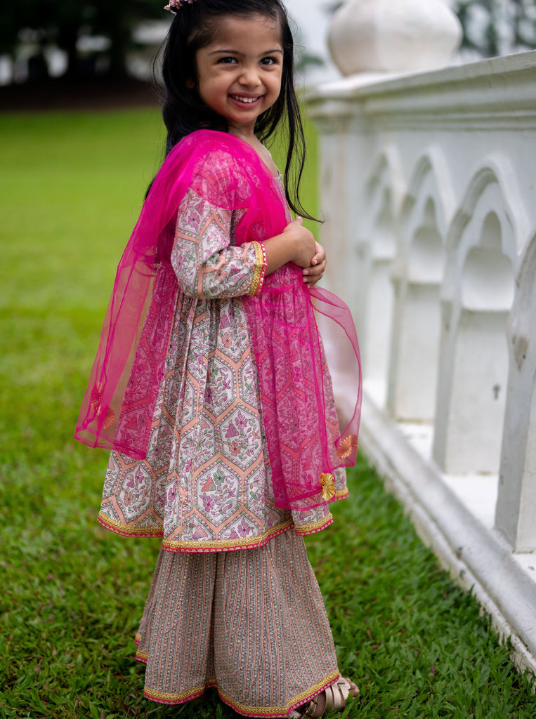 nimbu girls ethnic wear sharara set Rani pink