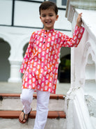 Hot Pink Kurta Pajama Set in Soft Mulmul Cotton