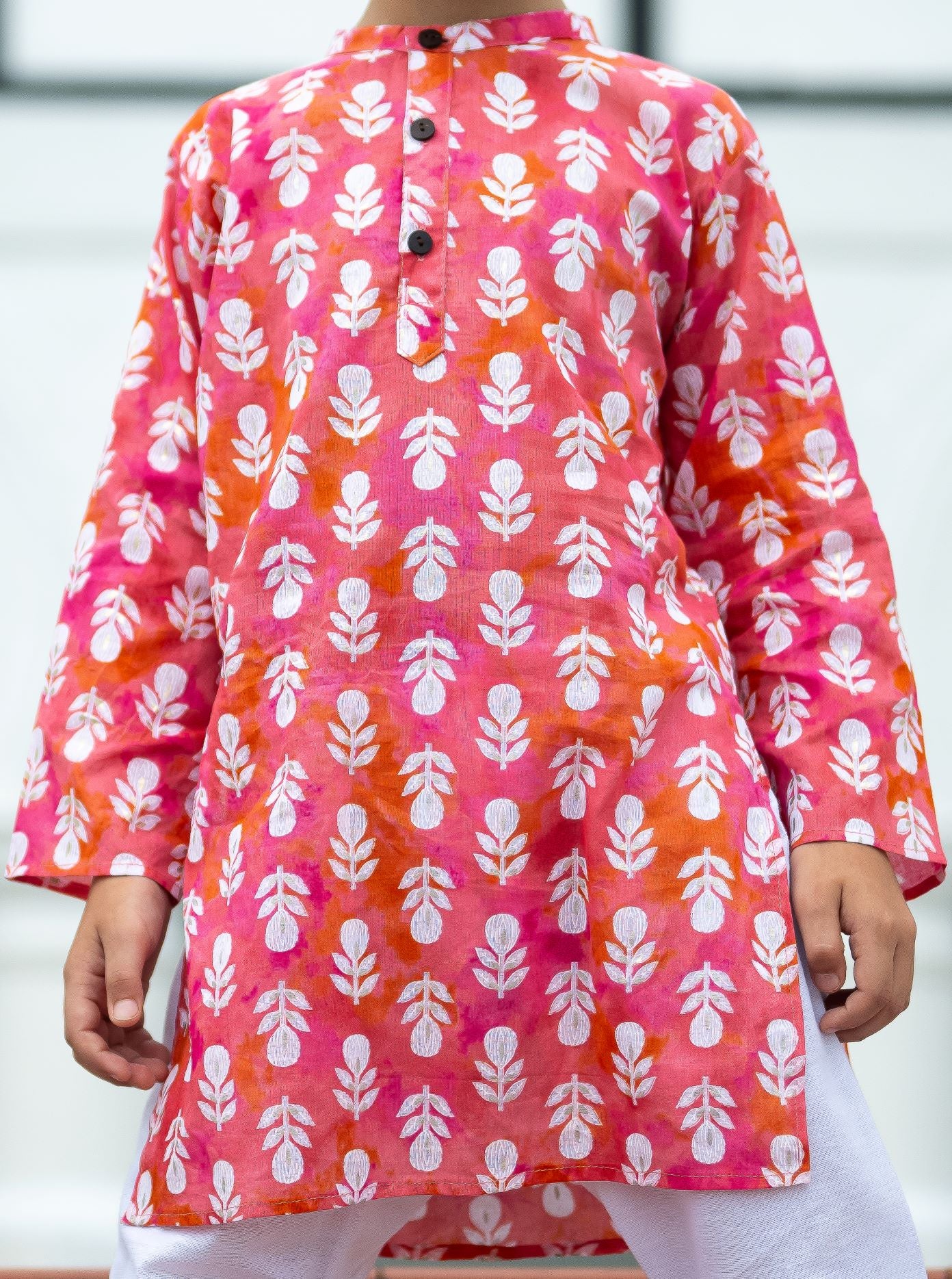 Hot Pink Kurta Pajama Set in Soft Mulmul Cotton