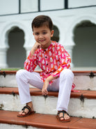 Hot Pink Kurta Pajama Set in Soft Mulmul Cotton